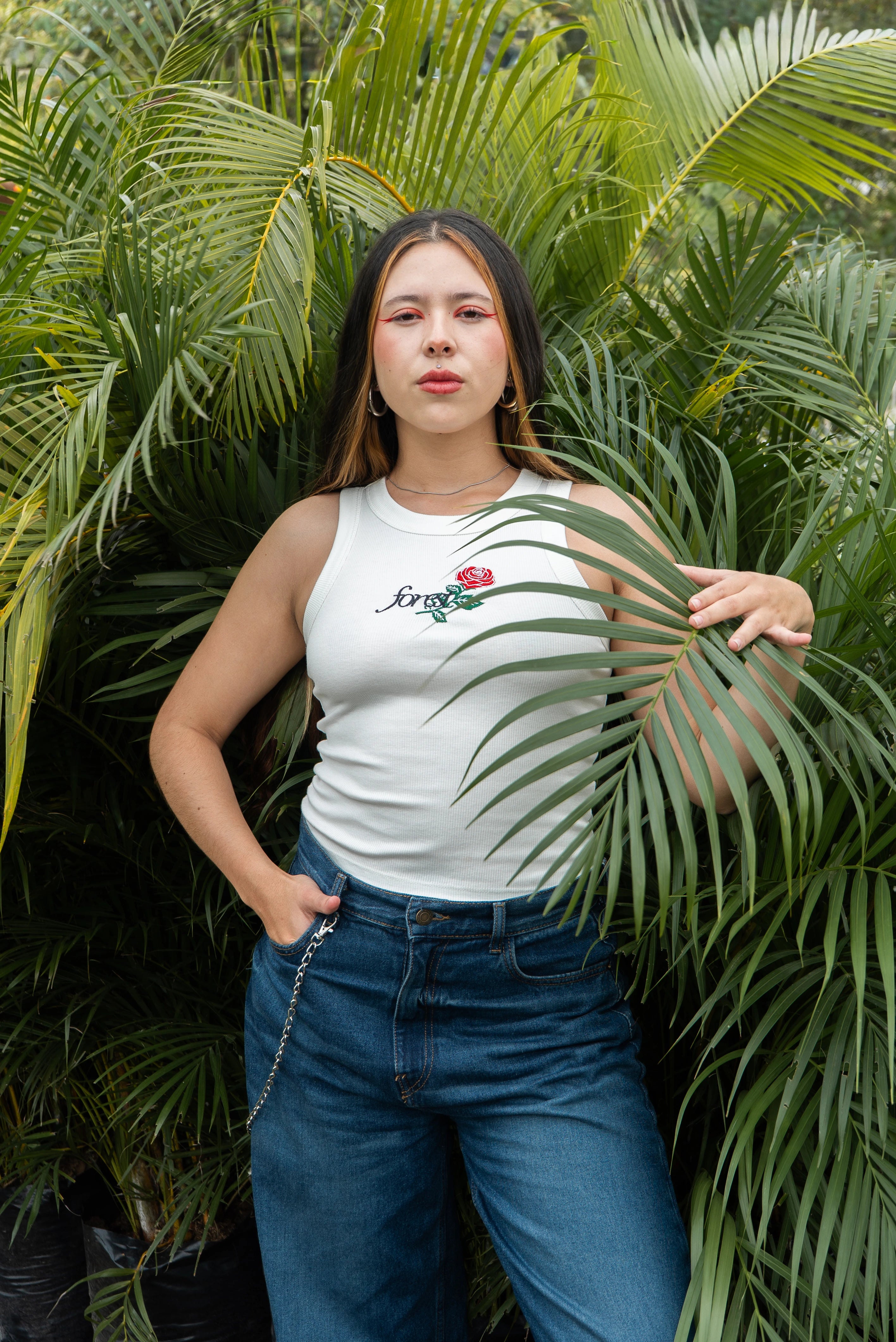 Camiseta floral blanca