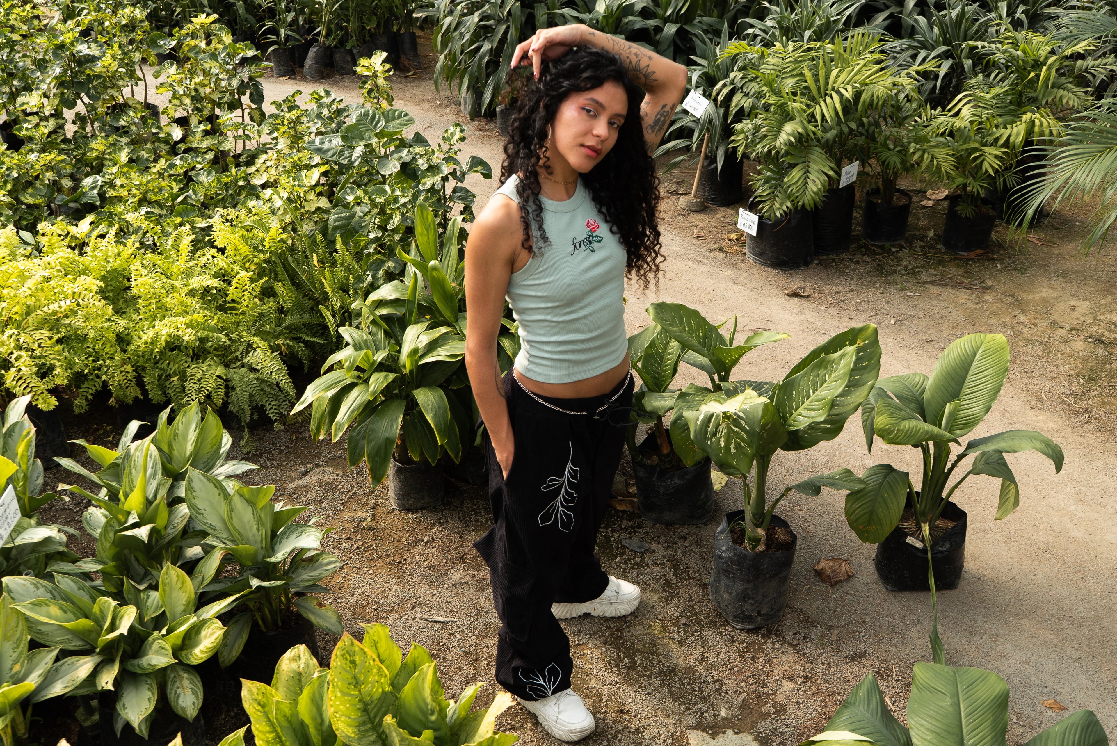 Camiseta Floral verde oliva